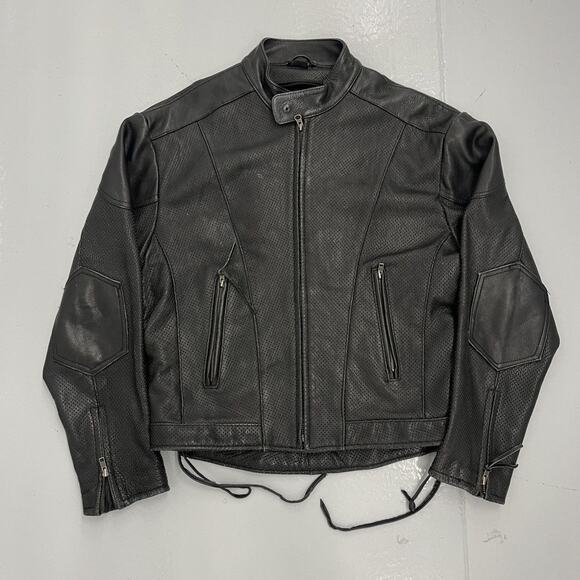 Vintage Y2k Evel Knievel Black Leather Motorcycle Jacket - Picture 1 of 5